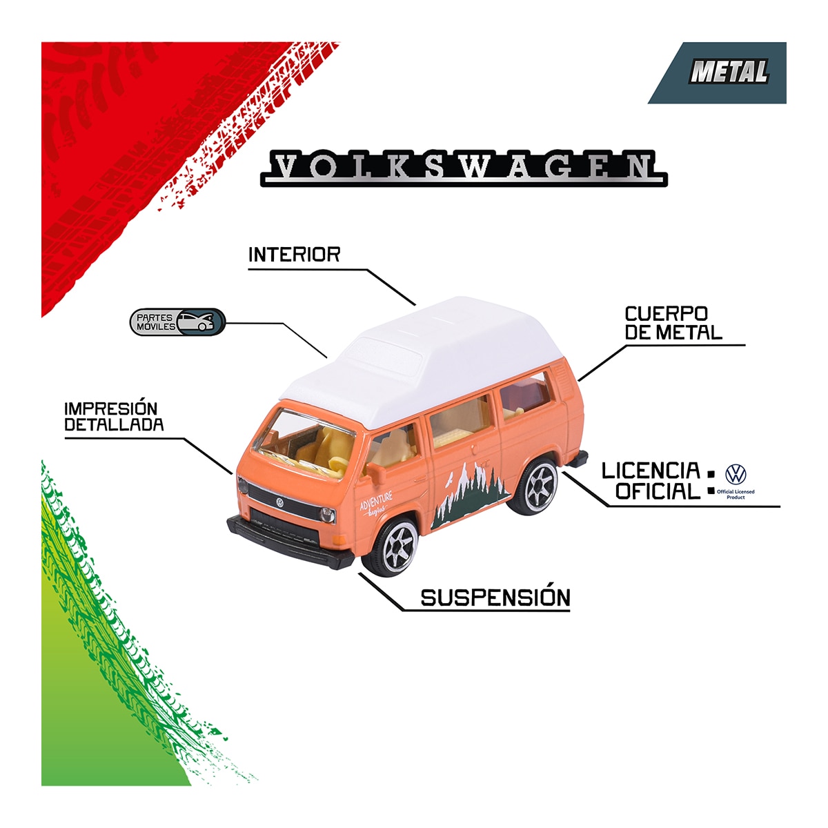 Coche y furgoneta de metal a escala 1:64 Ride Wild Premium Volkswagen Majorette modelos surtidos 12