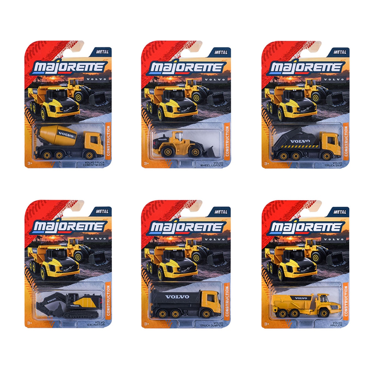 Vehículo construcción Volvo metal escala 1:64 Ride Strong Premium Construction Majorette modelos surtidos 8