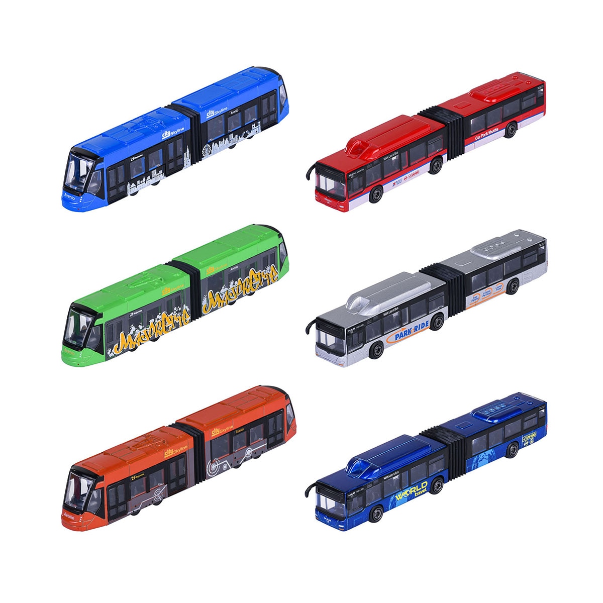 Autobús MAN o Tranvía AVENIO de metal a escala 1:64 Ride Strong Premium City Majorette modelos surtidos 3