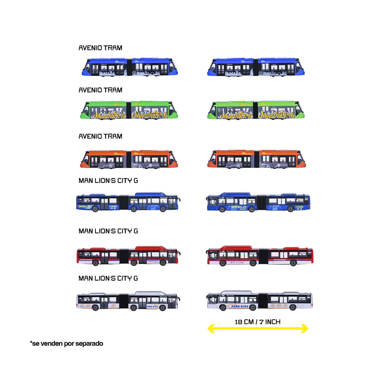 Autobús MAN o Tranvía AVENIO de metal a escala 1:64 Ride Strong Premium City Majorette modelos surtidos 5