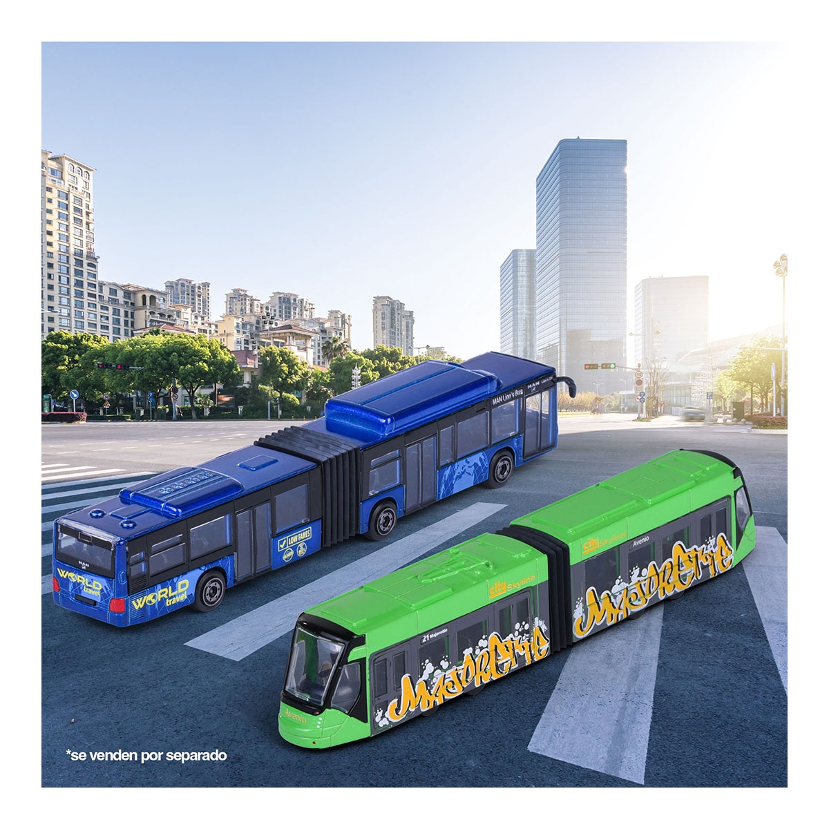 Autobús MAN o Tranvía AVENIO de metal a escala 1:64 Ride Strong Premium City Majorette modelos surtidos 6