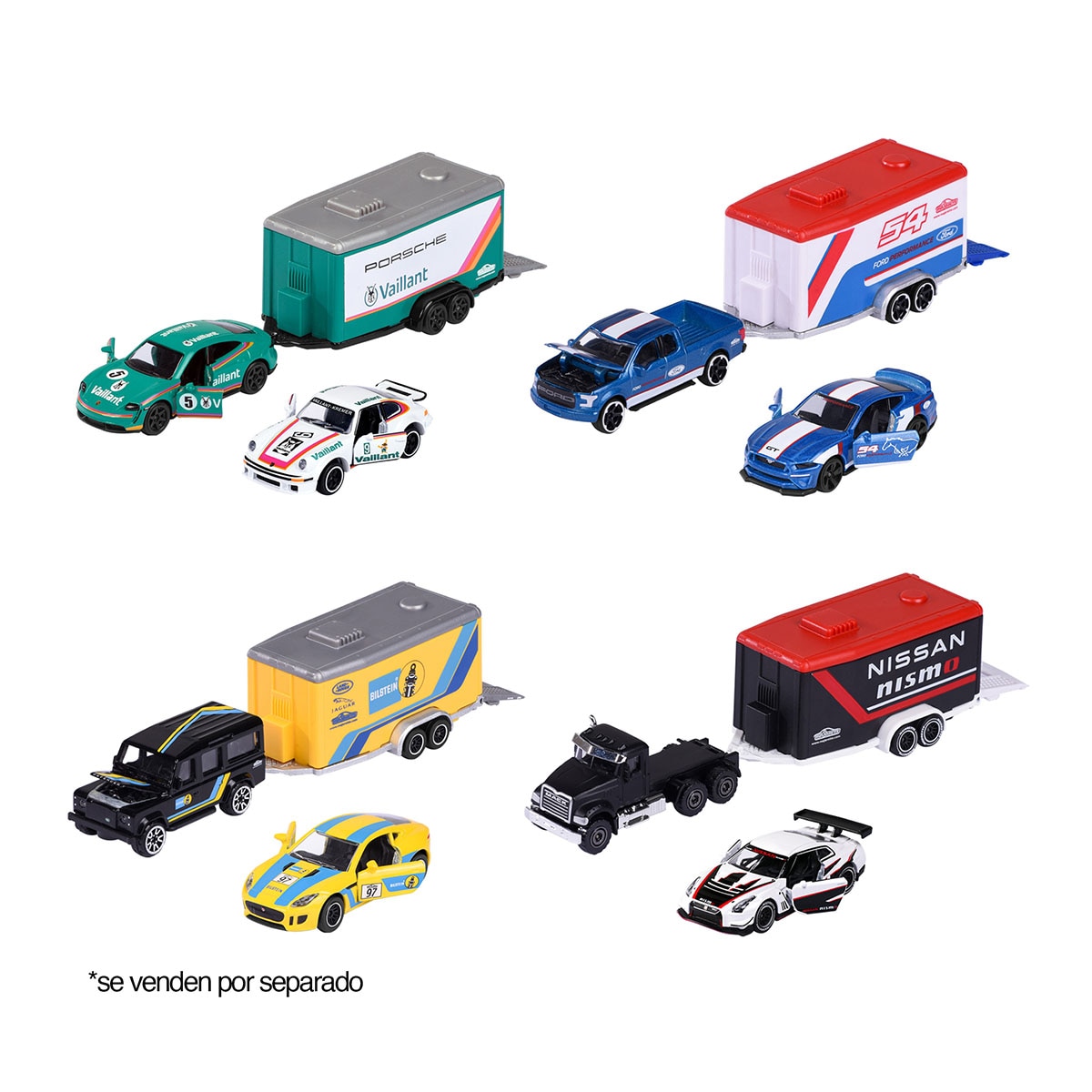 Trailer Deluxe con 2 vehículos de metal a escala 1:64 Ride Wild Premium Racing Majorette modelos surtidos 3