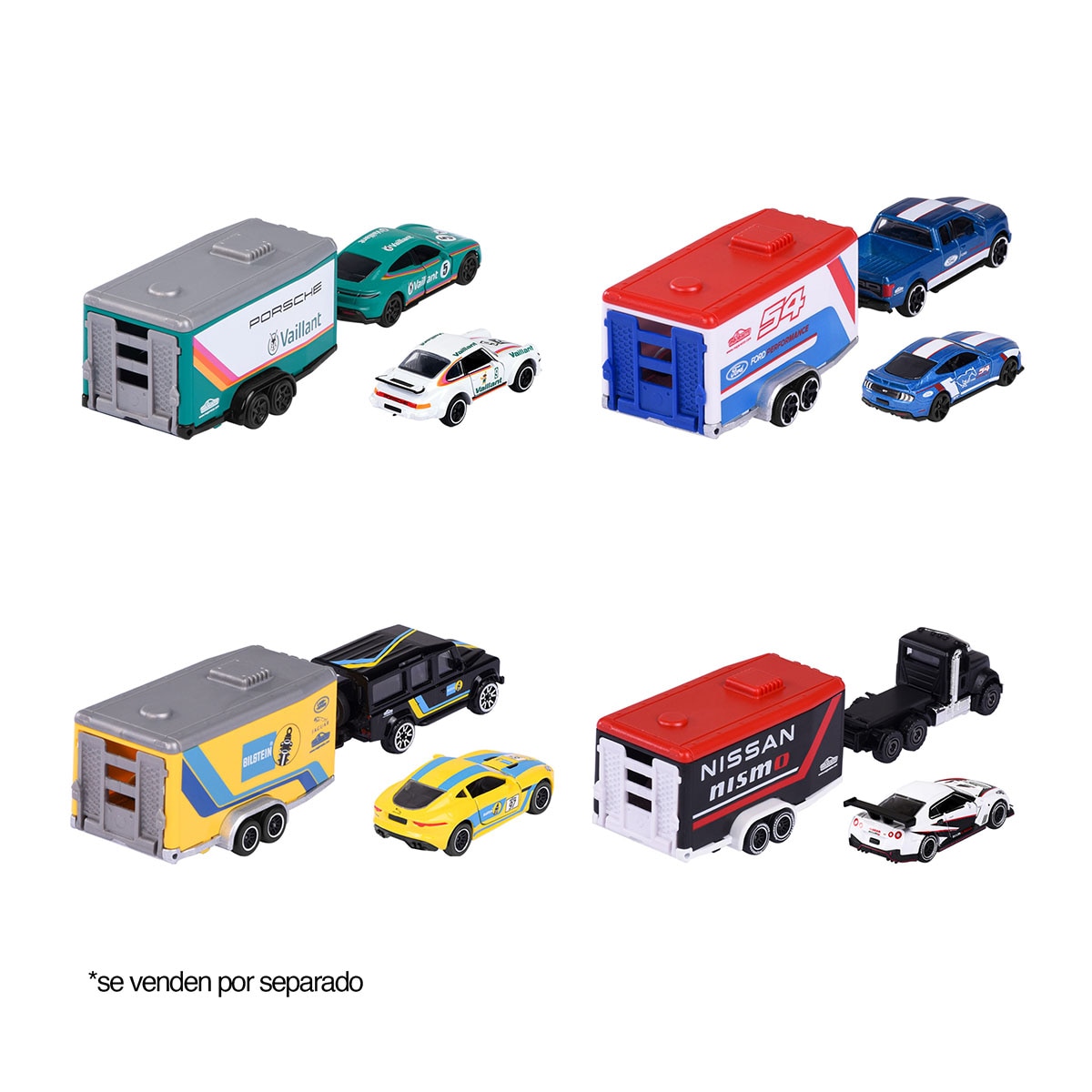 Trailer Deluxe con 2 vehículos de metal a escala 1:64 Ride Wild Premium Racing Majorette modelos surtidos 4