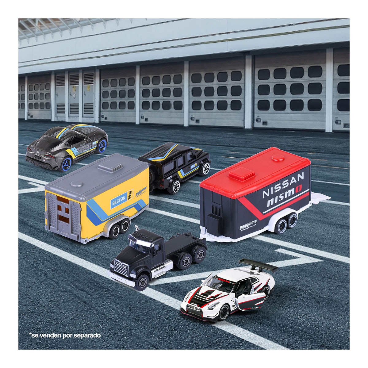 Trailer Deluxe con 2 vehículos de metal a escala 1:64 Ride Wild Premium Racing Majorette modelos surtidos 8