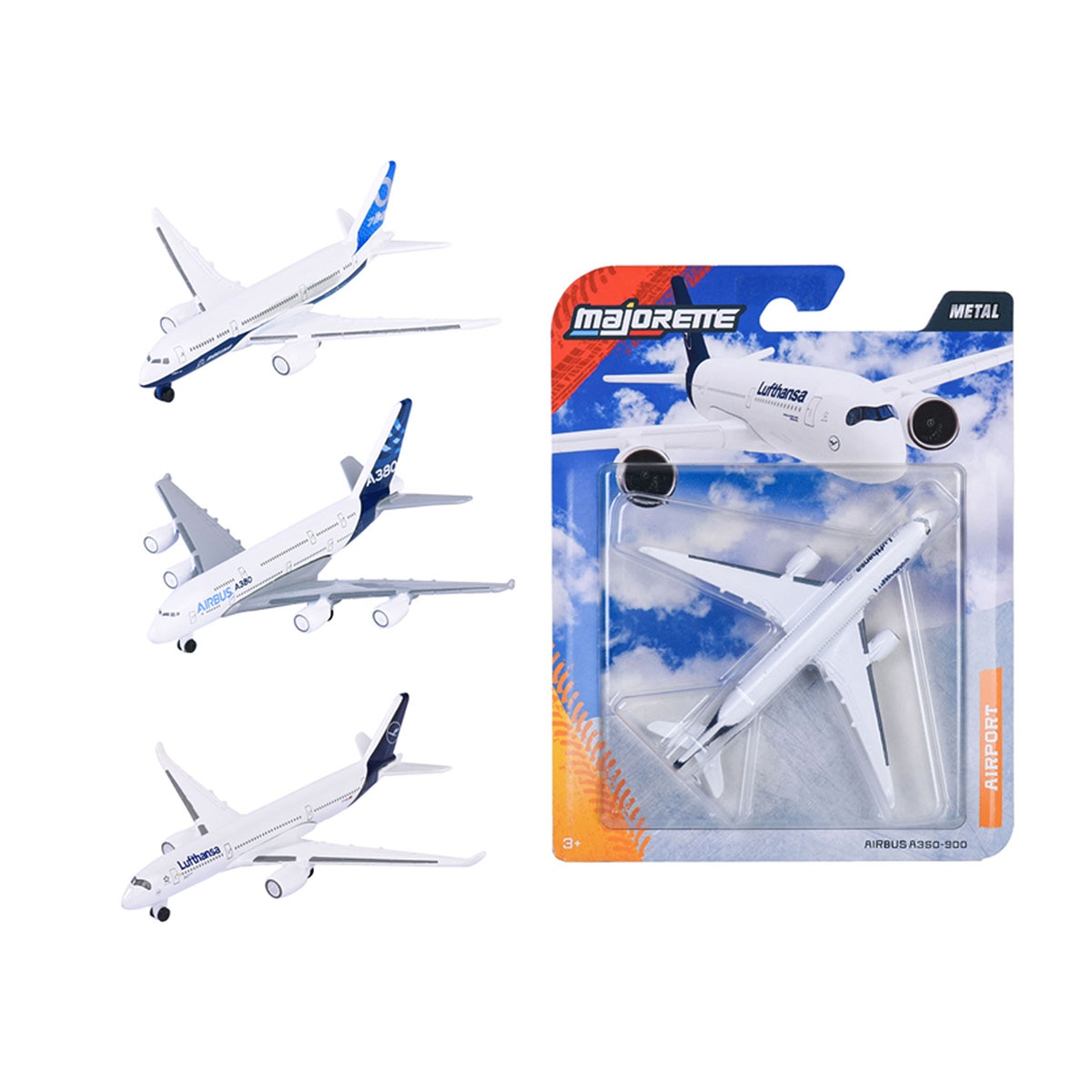 Imagen 0 de Avión de pasajeros de metal a escala 1:64 Ride Strong City Majorette modelos surtidos