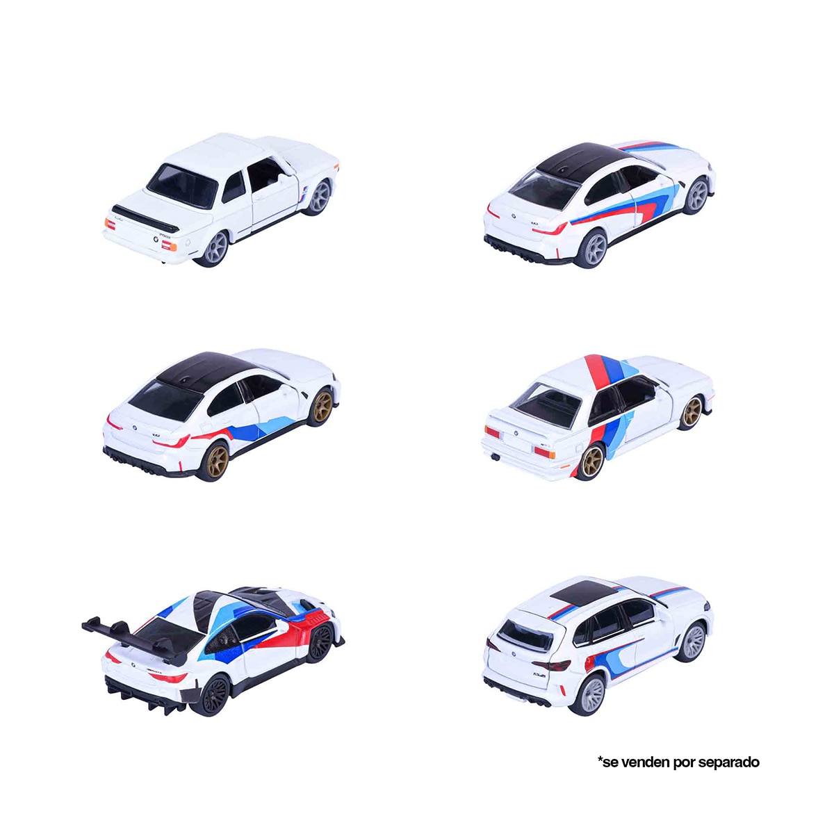 Coche de metal BMW Deluxe 7,5 cm con neumáticos de goma y caja de colección de cartón Majorette 6 modelos surtidos 3