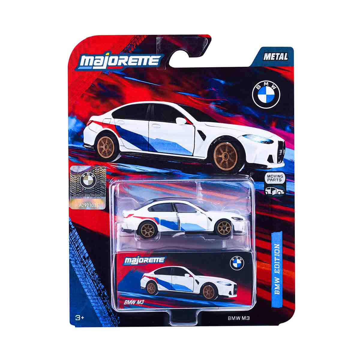 Coche de metal BMW Deluxe 7,5 cm con neumáticos de goma y caja de colección de cartón Majorette 6 modelos surtidos 9