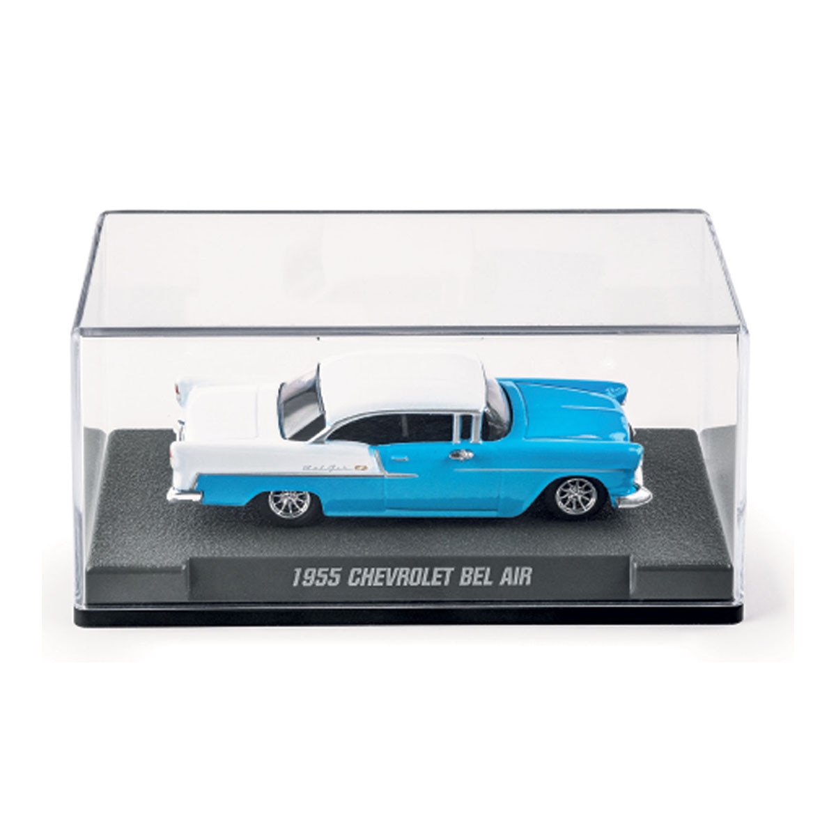 Coche de metal serie Collection 1955 Chevrolet Bel Air azul y blanco Majorette 3