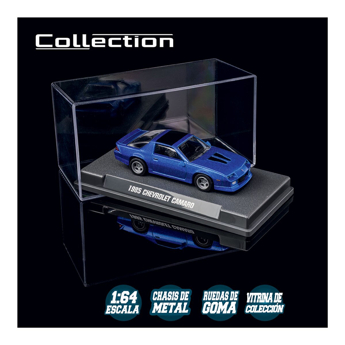 Coche de metal serie Collection 1985 Chevrolet Camaro azul  Majorette 6
