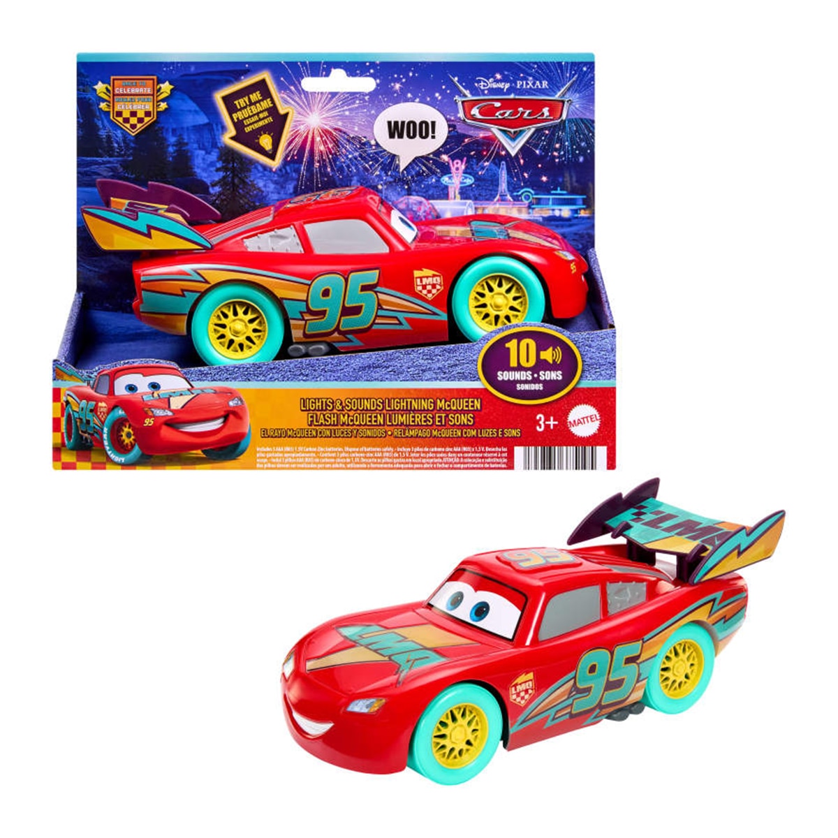 Imagen 1 de Vehículo a escala 1:10 Disney Pixar Cars Rayo McQueen Cars Mattel