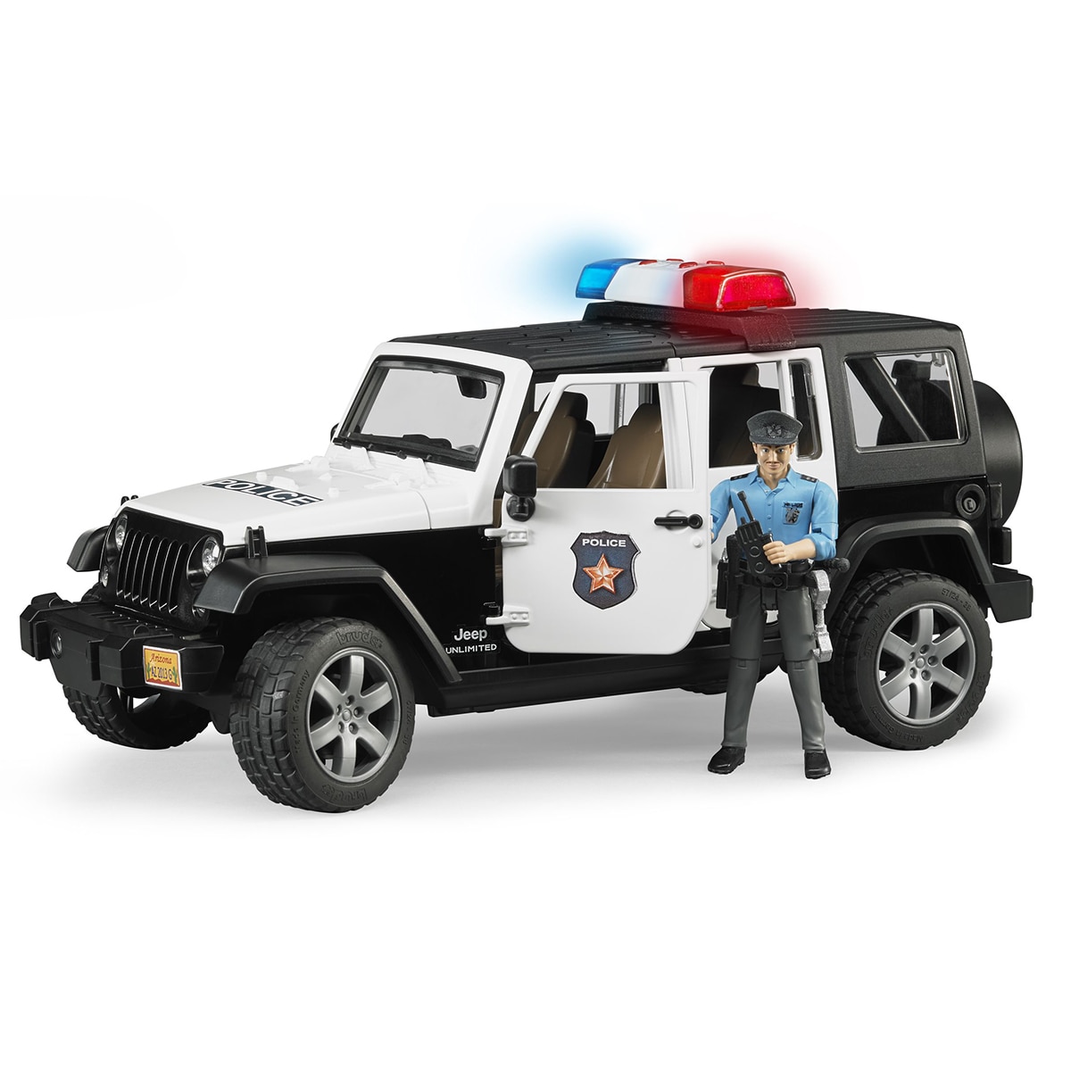 Bruder – Jeep Wrangler Unlimited Rubicon con sirena y policía.