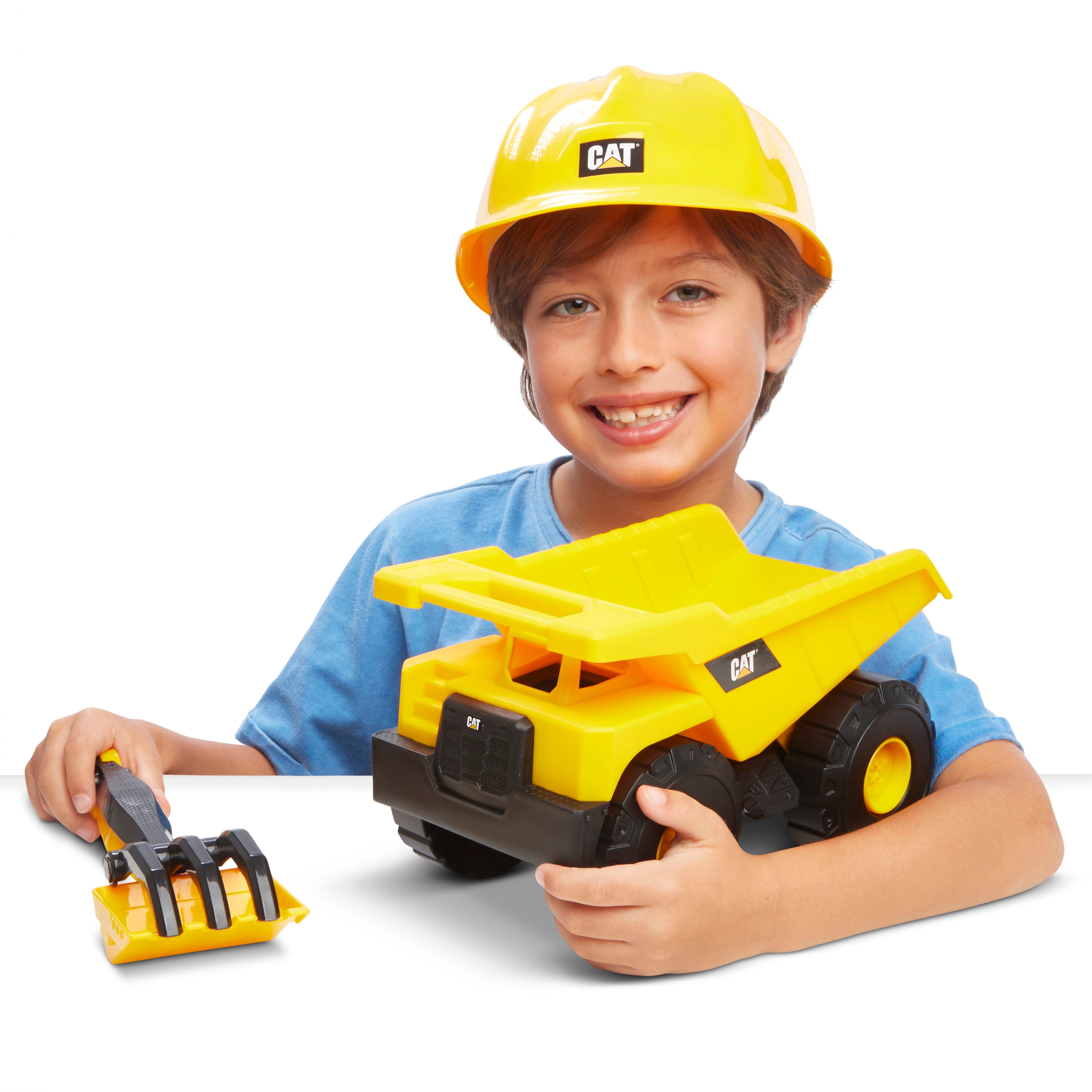 Set Vehículo 25 cm de Construcción Rastrillo y Casco para arena Cat 4