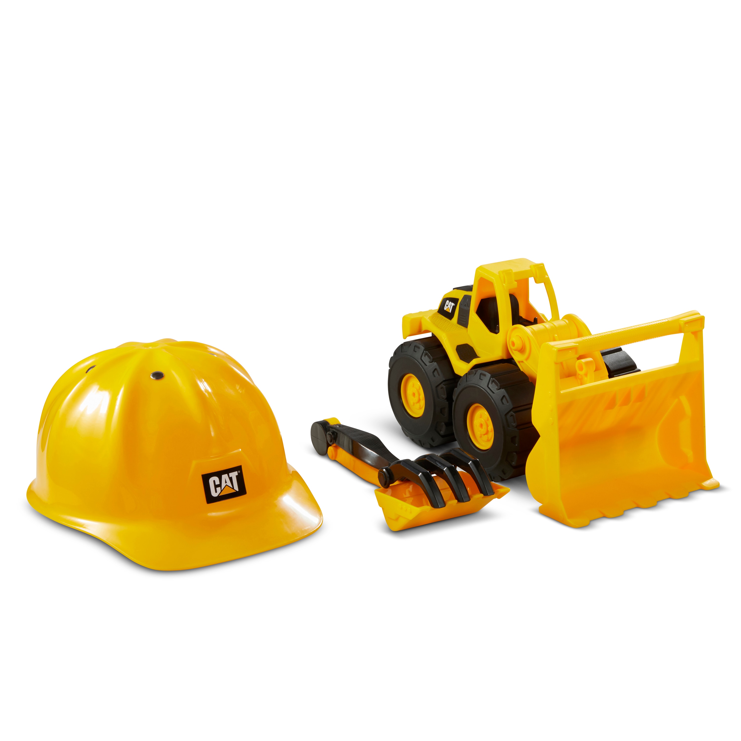 Set Vehículo 25 cm de Construcción Rastrillo y Casco para arena Cat 5