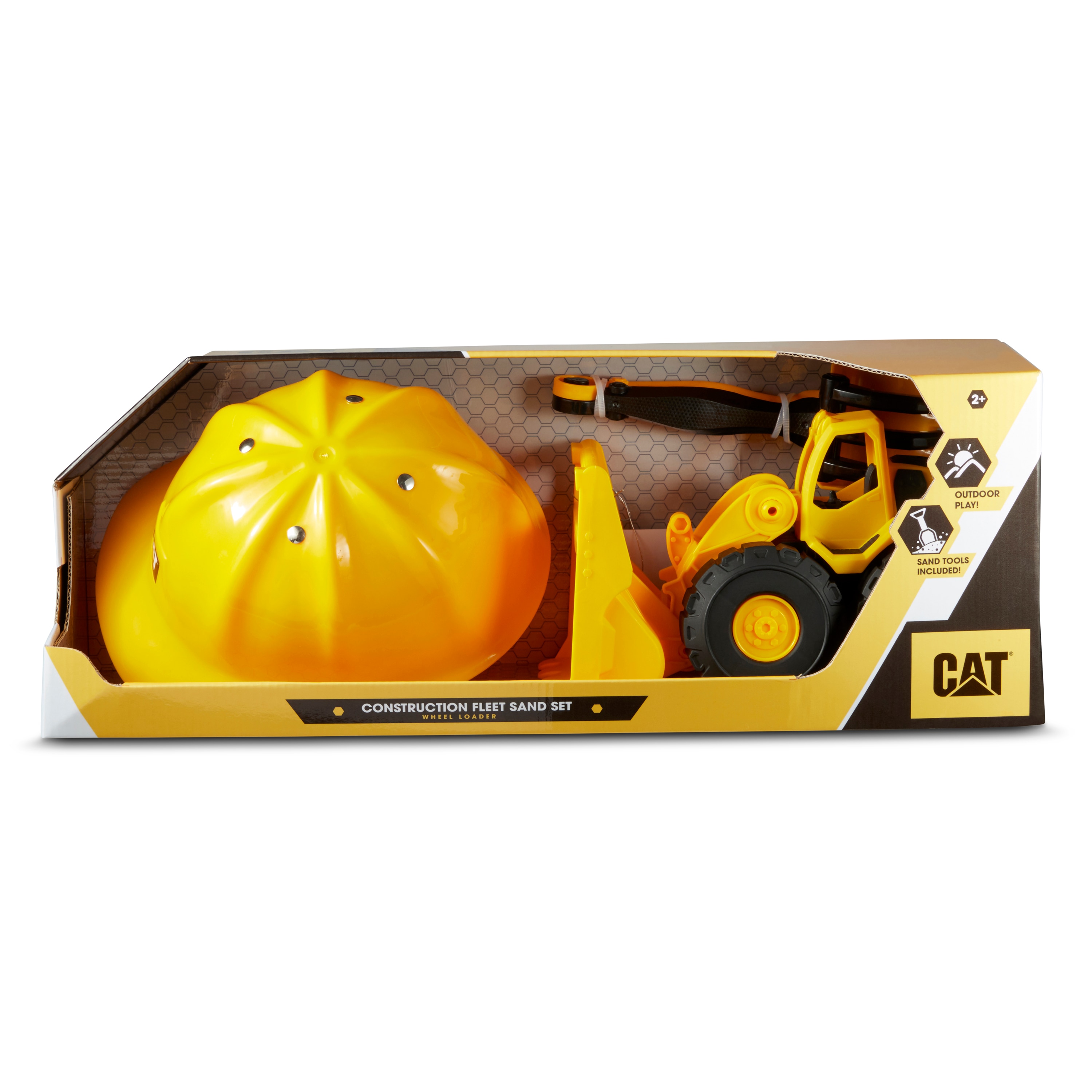 Set Vehículo 25 cm de Construcción Rastrillo y Casco para arena Cat 6
