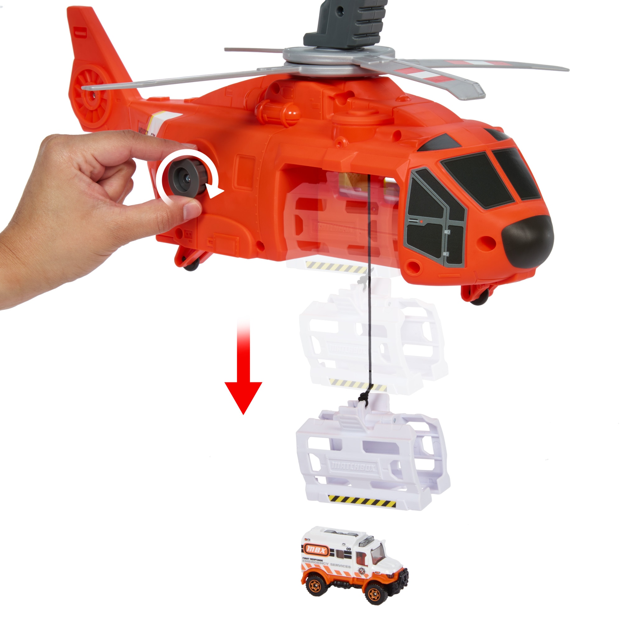 Helicóptero de rescate de coches de juguete Action Drivers Matchbox 4
