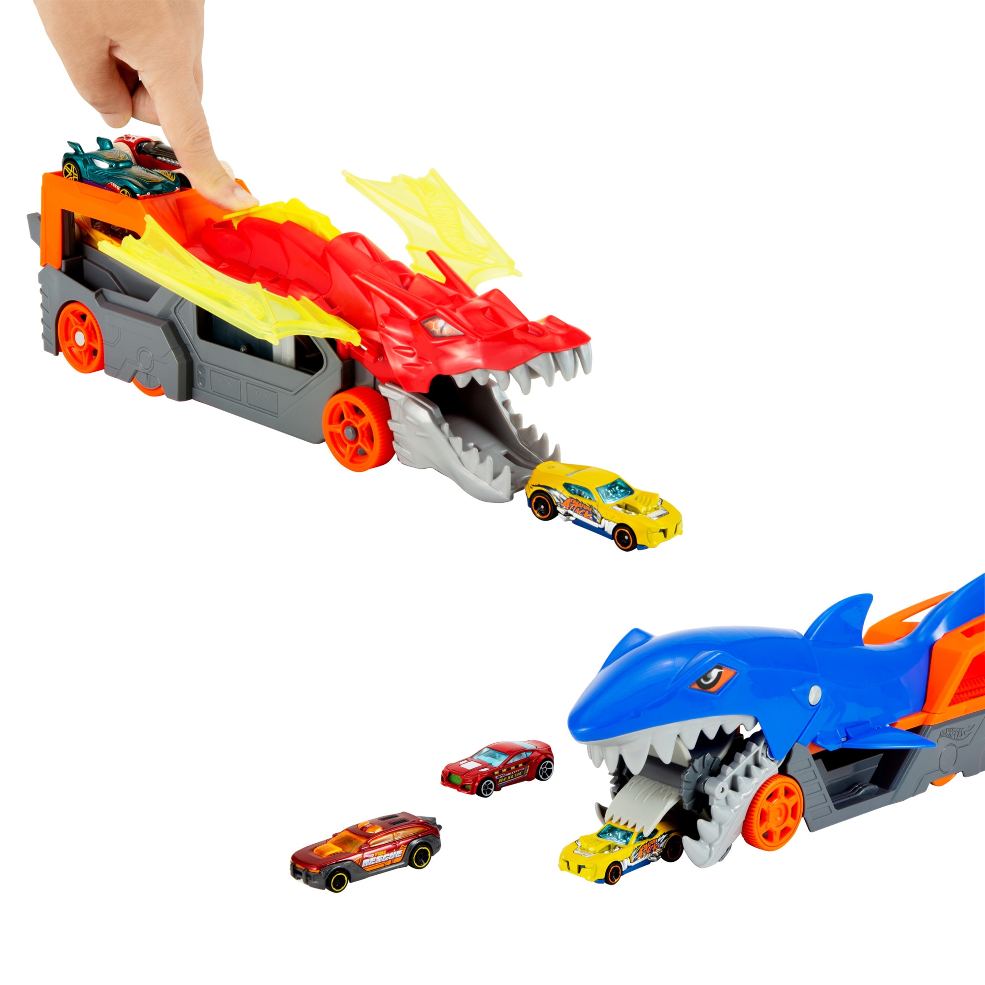 Tiburón mordedor transportador Battling Creature Transports Hot Wheels 3