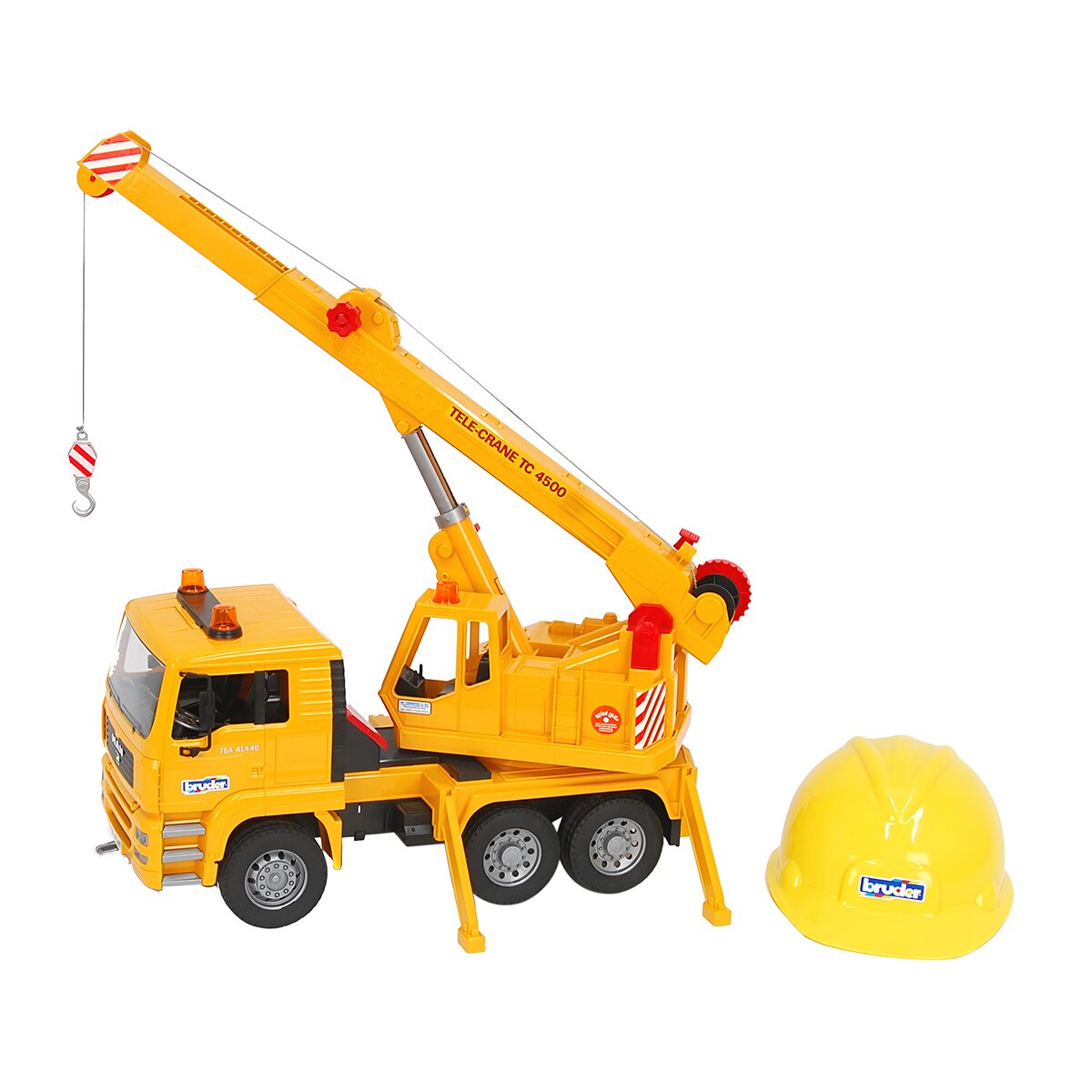 Bruder – Camión grúa MAN con casco de obra Bruder.