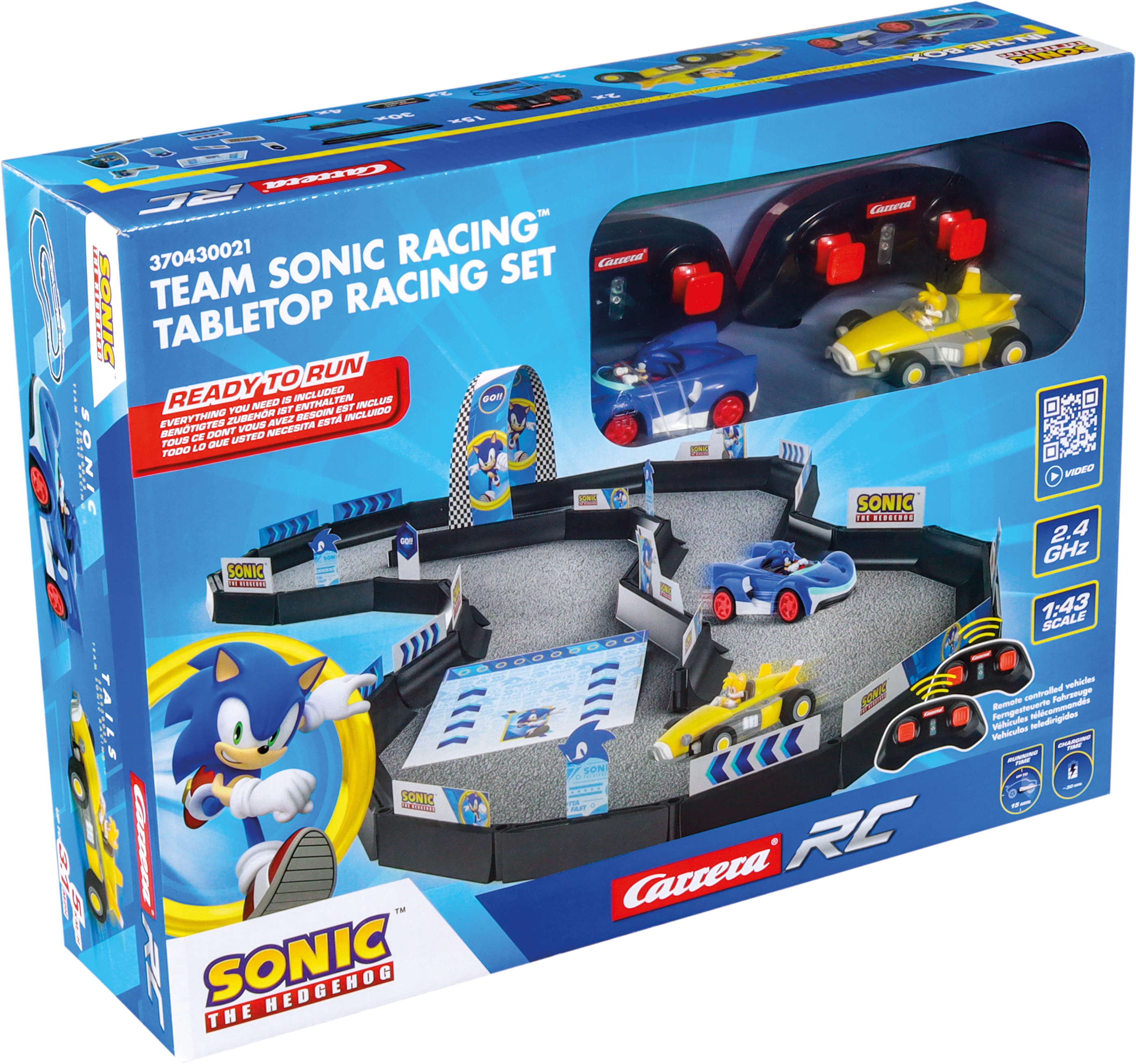 Circuito con dos coches radio control y accesorios Team Sonic Racing Carrera RC 5