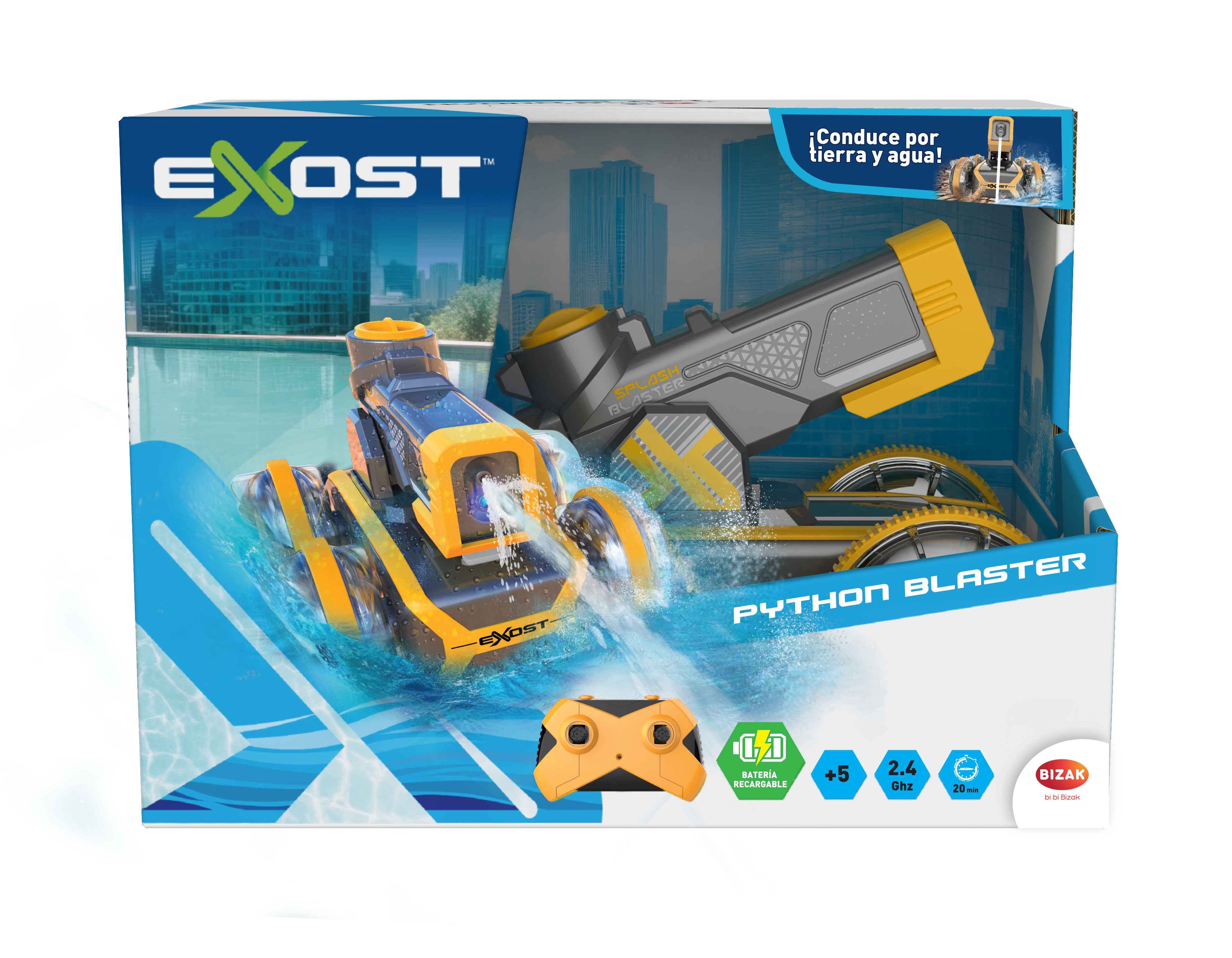 Exost phyton blaster, vehículo que dispara chorros de agua para jugar en tierra y en agua. 2
