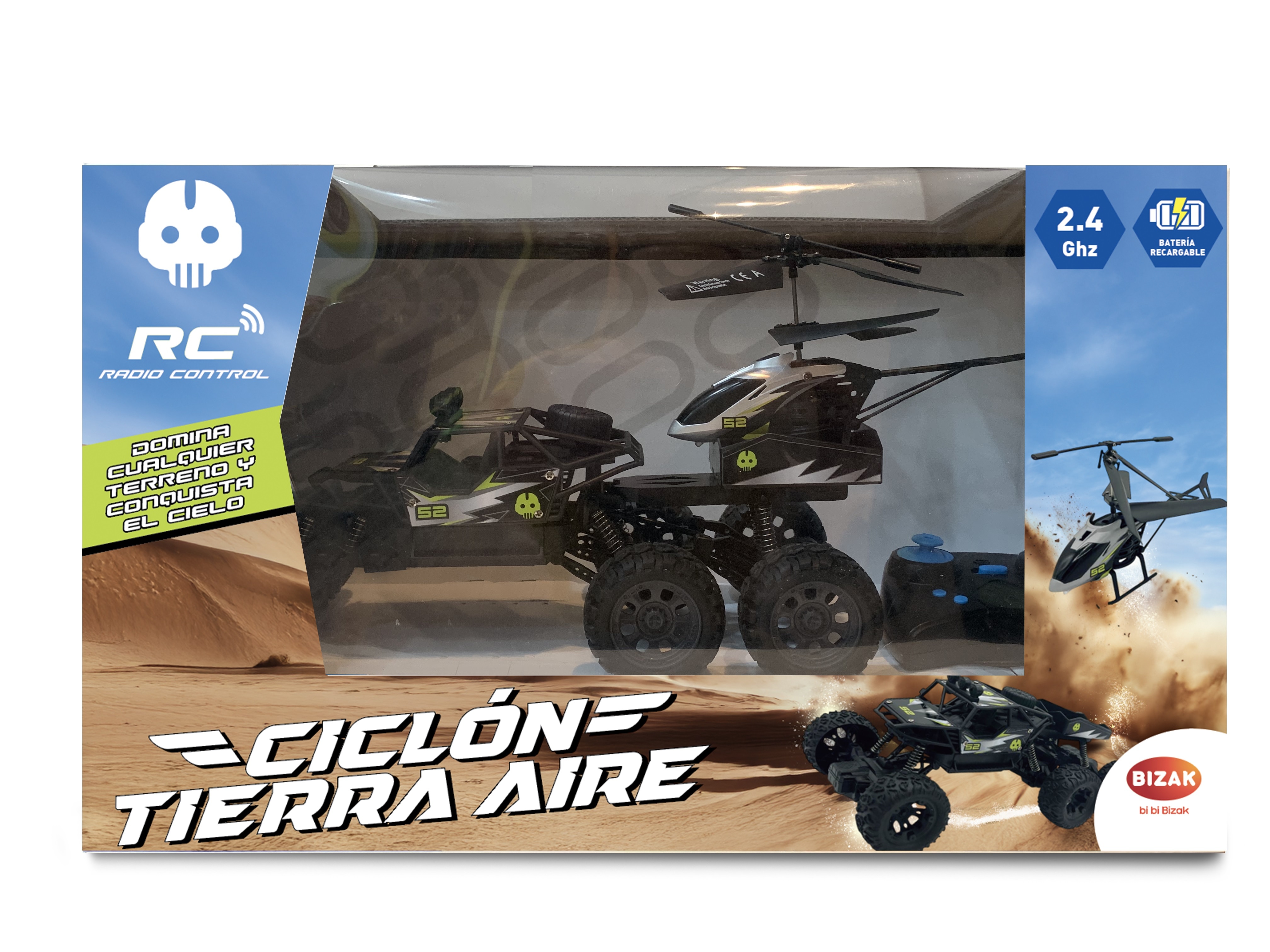 Ciclon tierra aire, un vehículo y un helicóptero con tecnología 2.4 GHz 2