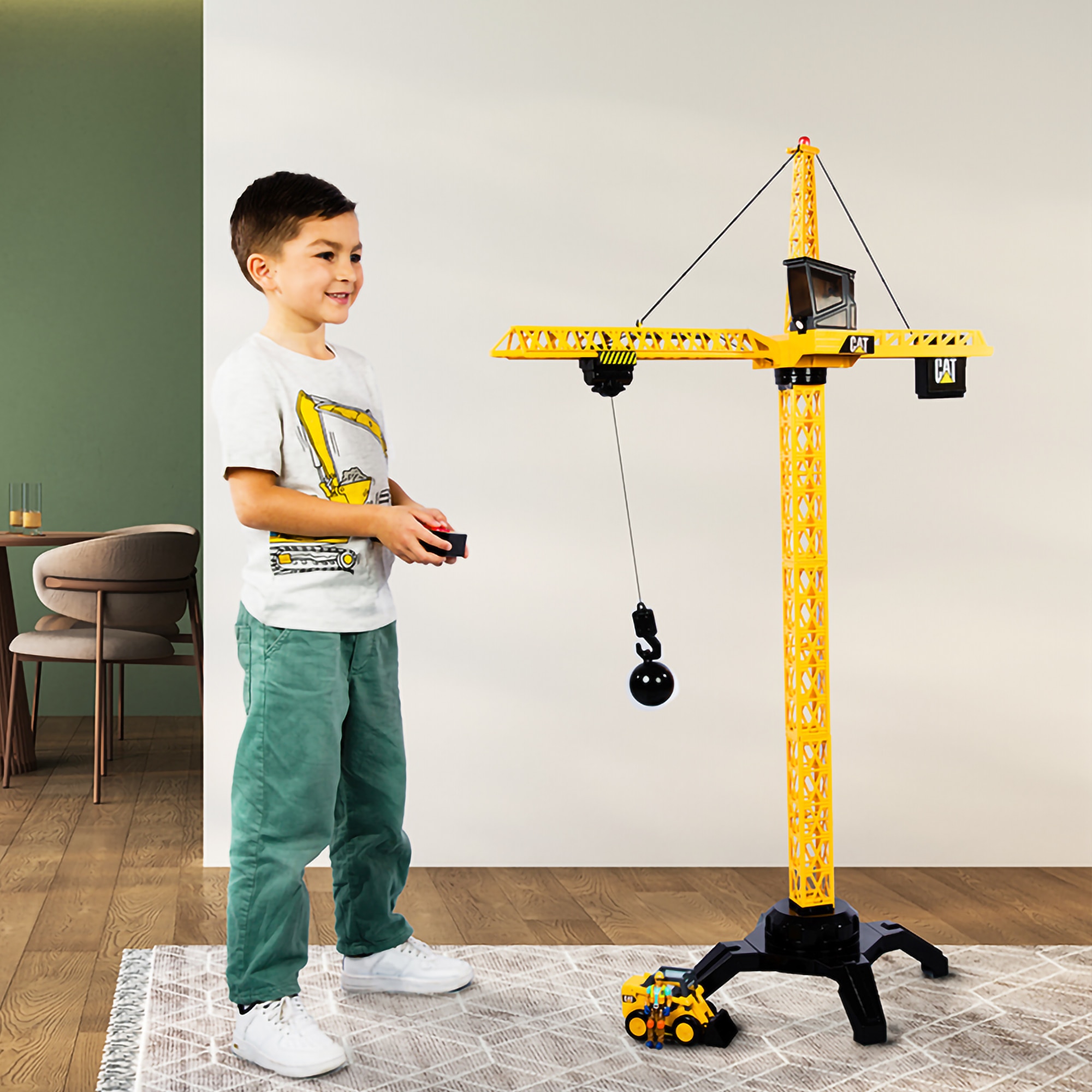 Grúa radiocontrol inalámbrica con rotación 360º y luces Cat Workforce Funrise Toys 2