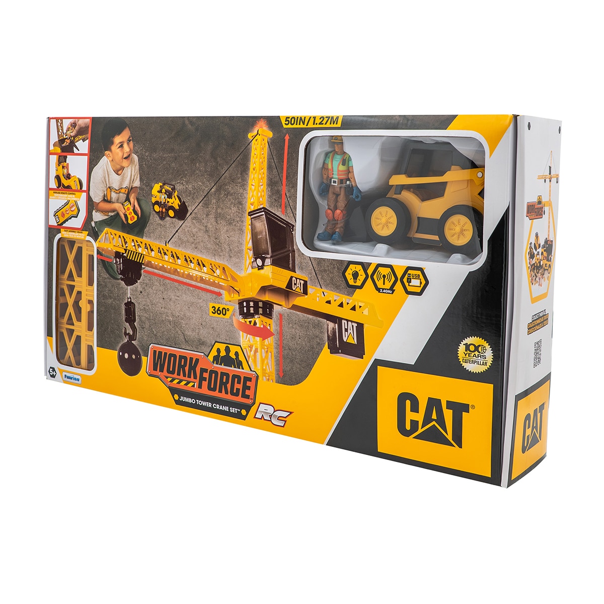 Grúa radiocontrol inalámbrica con rotación 360º y luces Cat Workforce Funrise Toys 3