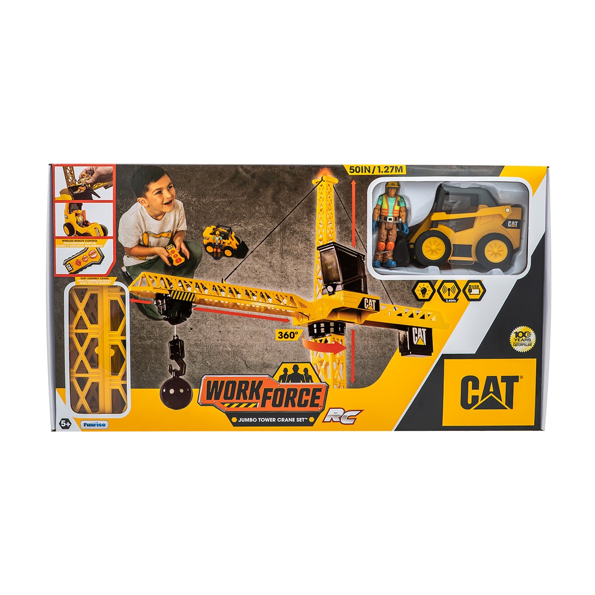 Grúa radiocontrol inalámbrica con rotación 360º y luces Cat Workforce Funrise Toys 4