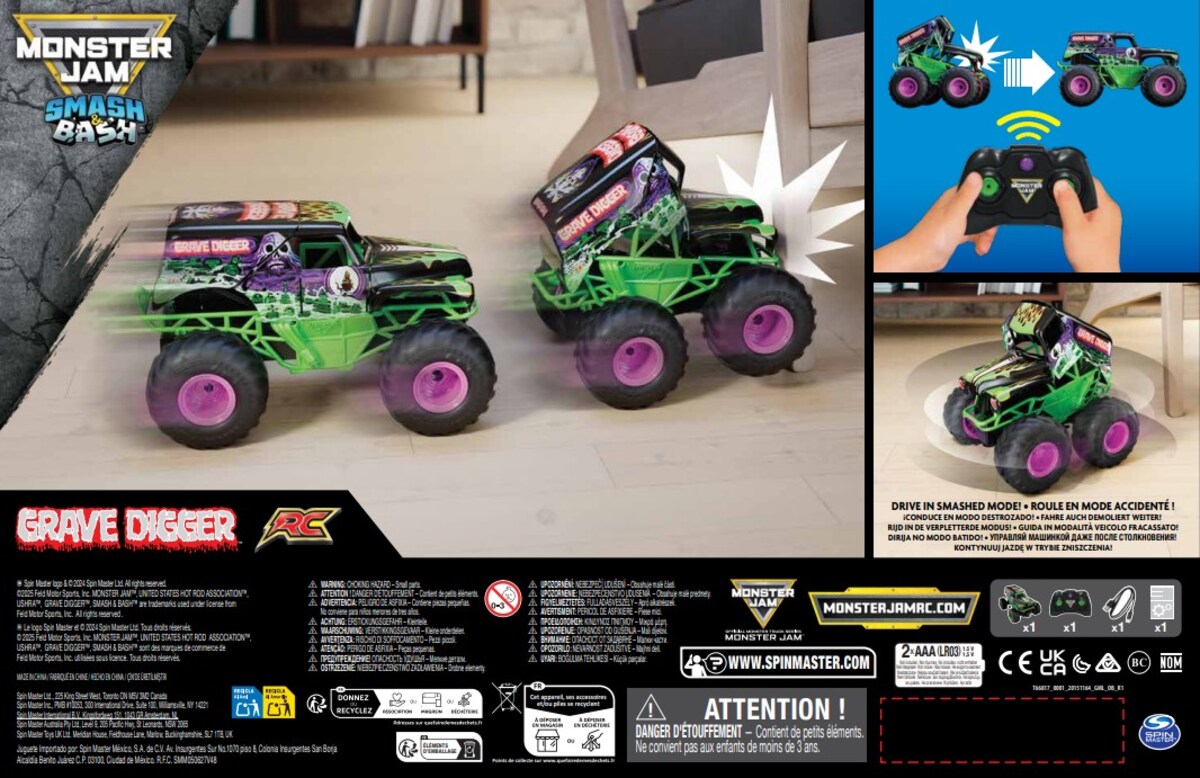 Monster Jam Radio Controlo - Monster Truck oficial Smash & Bash Grave Digger RC Escala 1:15 8