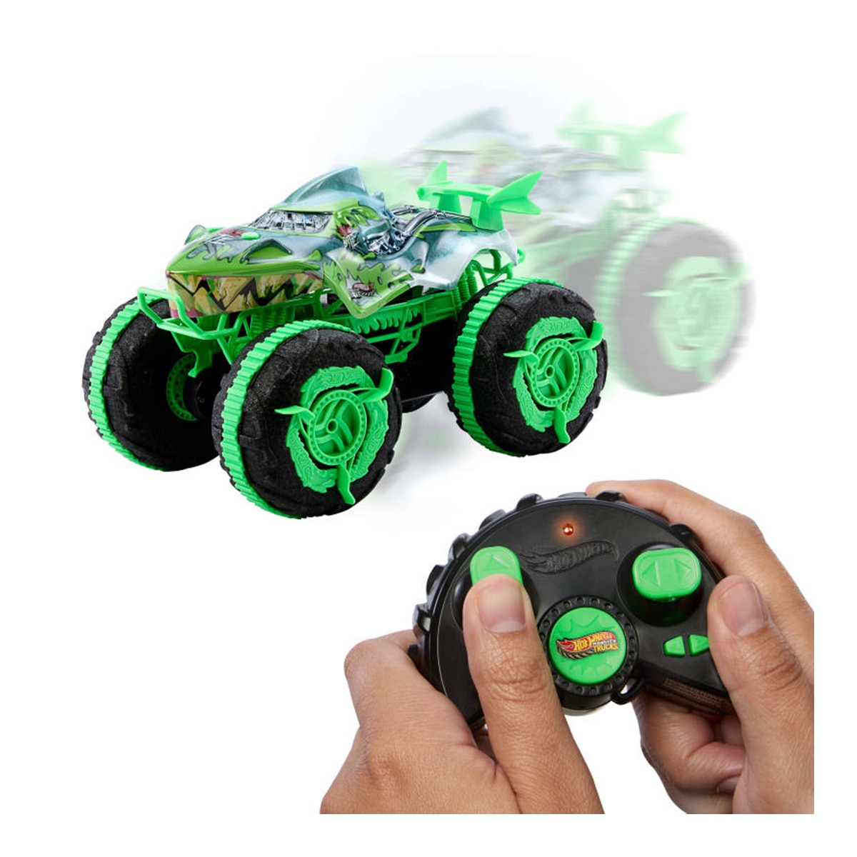 Vehículo anfibio teledirigido Monster Trucks Gator Bite RC Mutant Grip.Hot Wheels Mattel 6