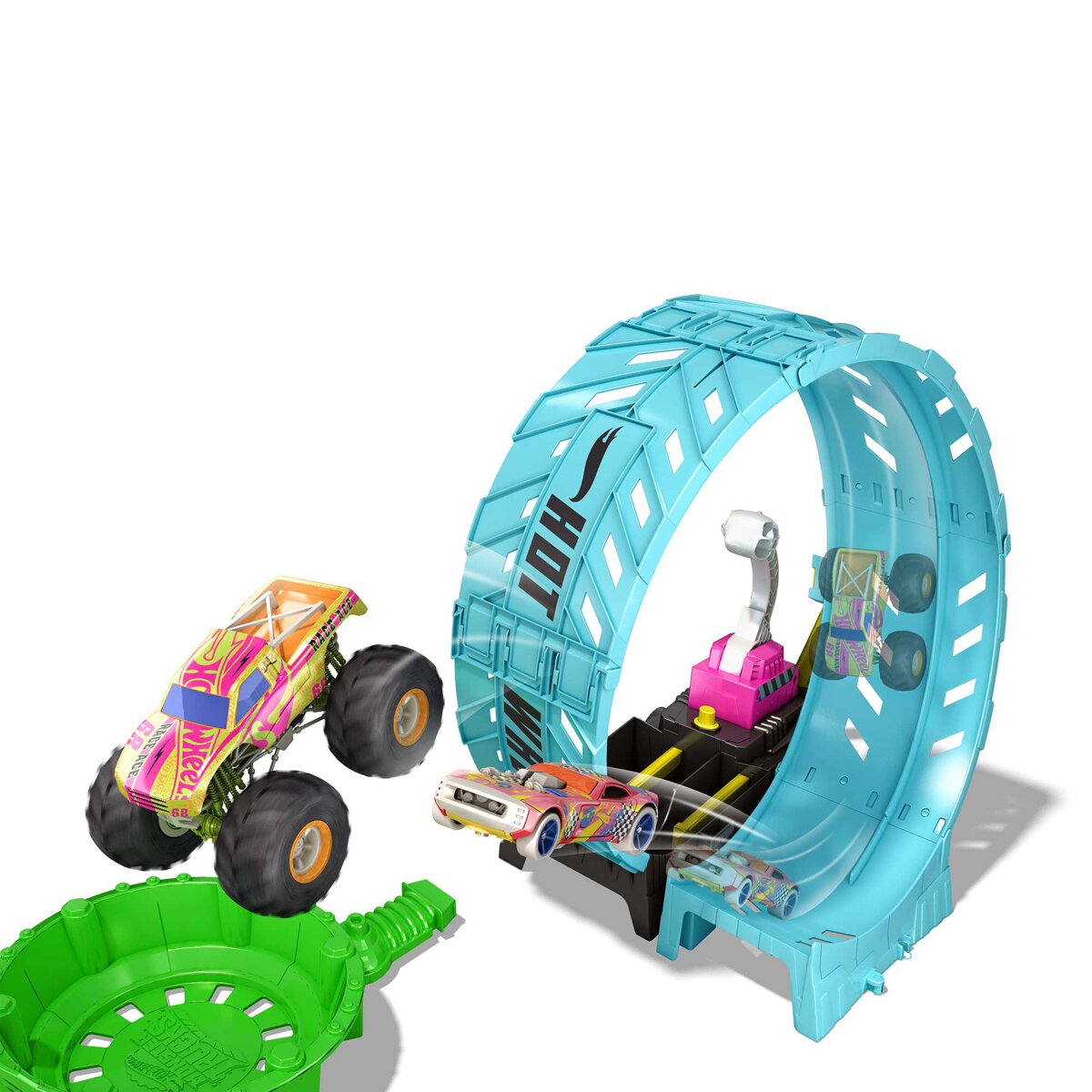 Hot Wheels Monster Trucks Glow Reto looping extremo Pista de coches 4