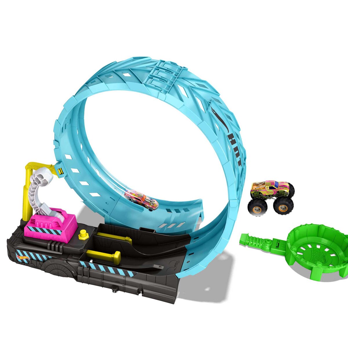 Hot Wheels Monster Trucks Glow Reto looping extremo Pista de coches 5