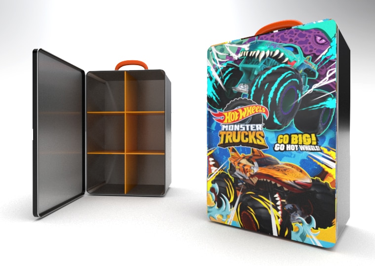 Maletín metálico guardacoches Hot Wheels Monster Truck 2