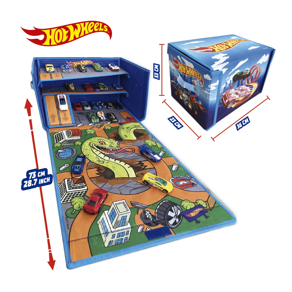 Caja organizadora de coches con pista y Area de juego Hot Wheels Cefa Toys 3
