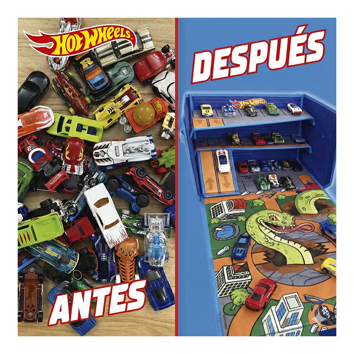 Caja organizadora de coches con pista y Area de juego Hot Wheels Cefa Toys 11