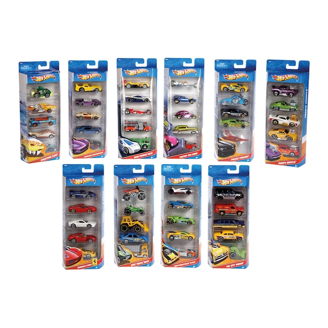 Pack 5 vehículos Coches de juguete Hot Wheels