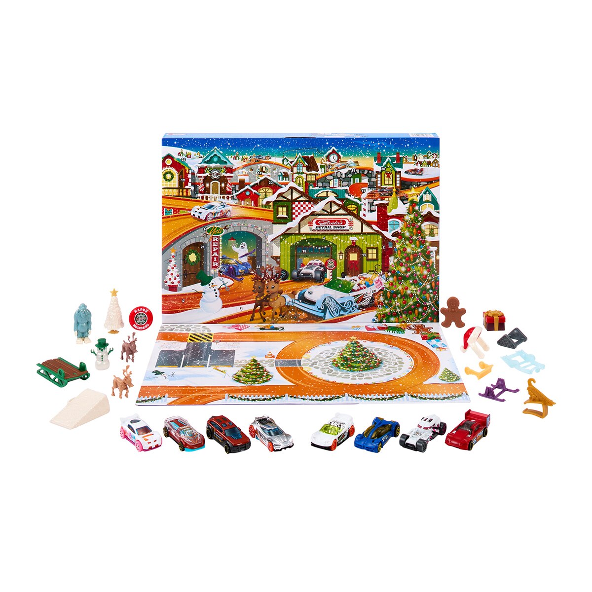 Calendario de adviento surtido con coches de juguete y accesorios Hot Wheels 1