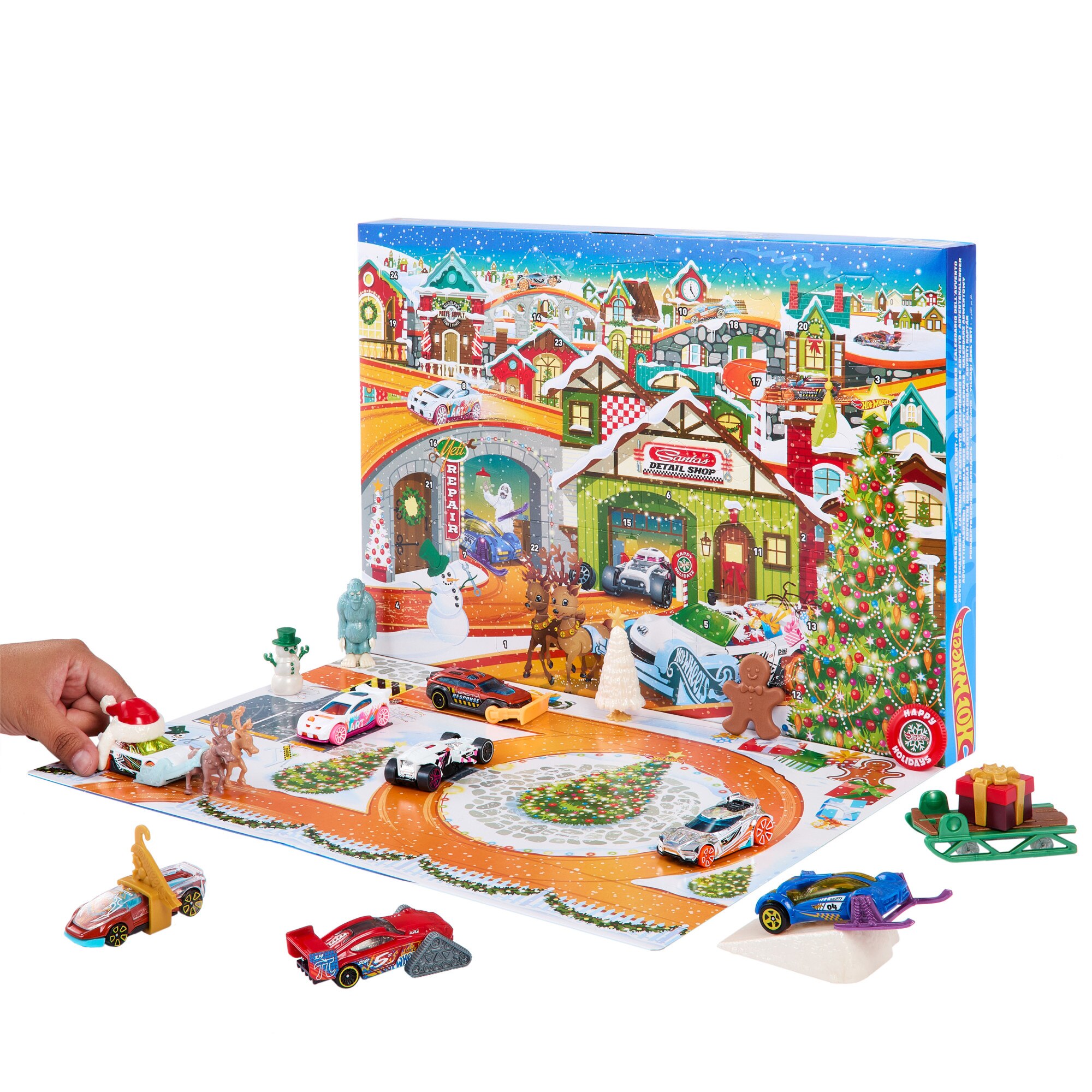Calendario de adviento surtido con coches de juguete y accesorios Hot Wheels 4