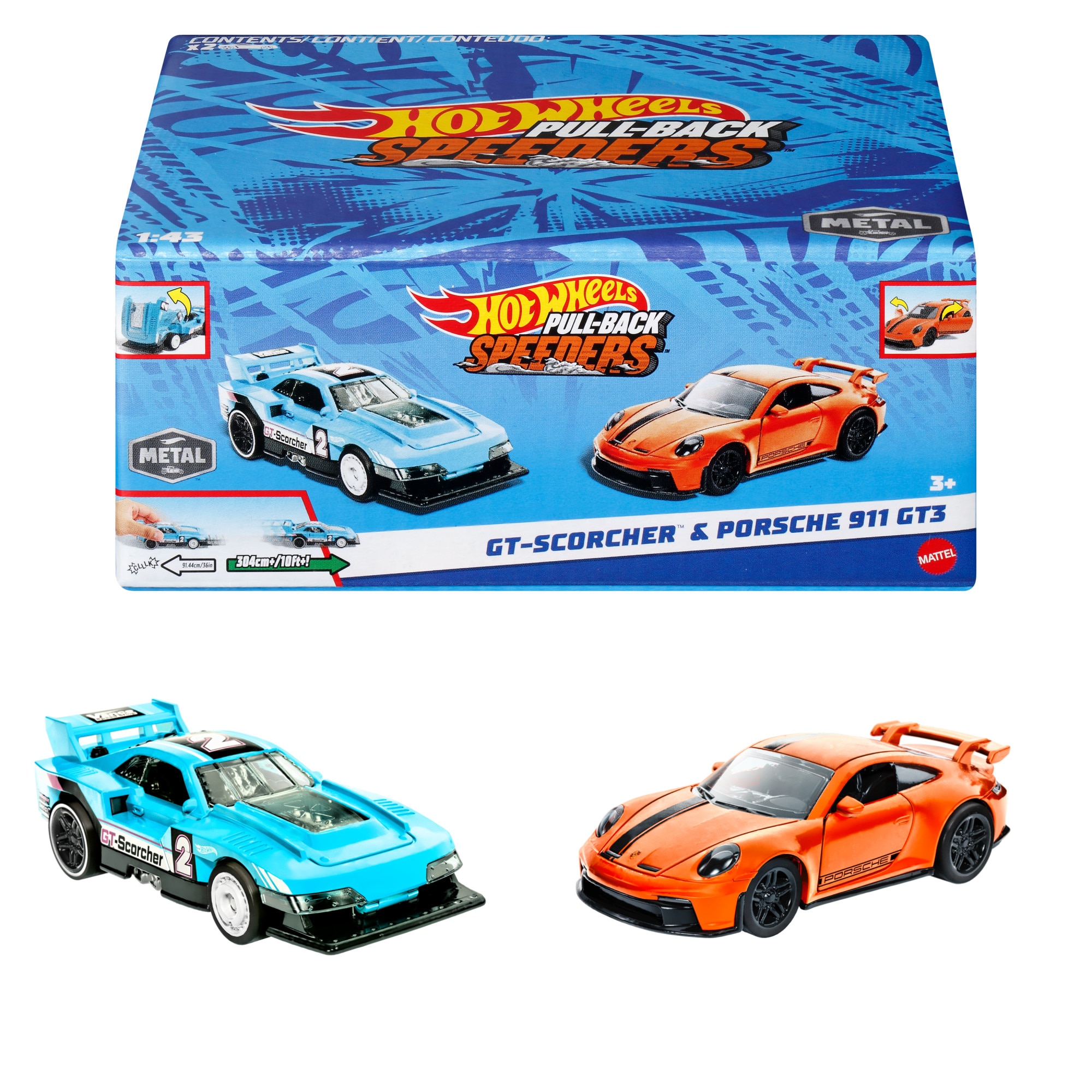 Pack 2 coches de juguete de carreras Hot Wheels 2