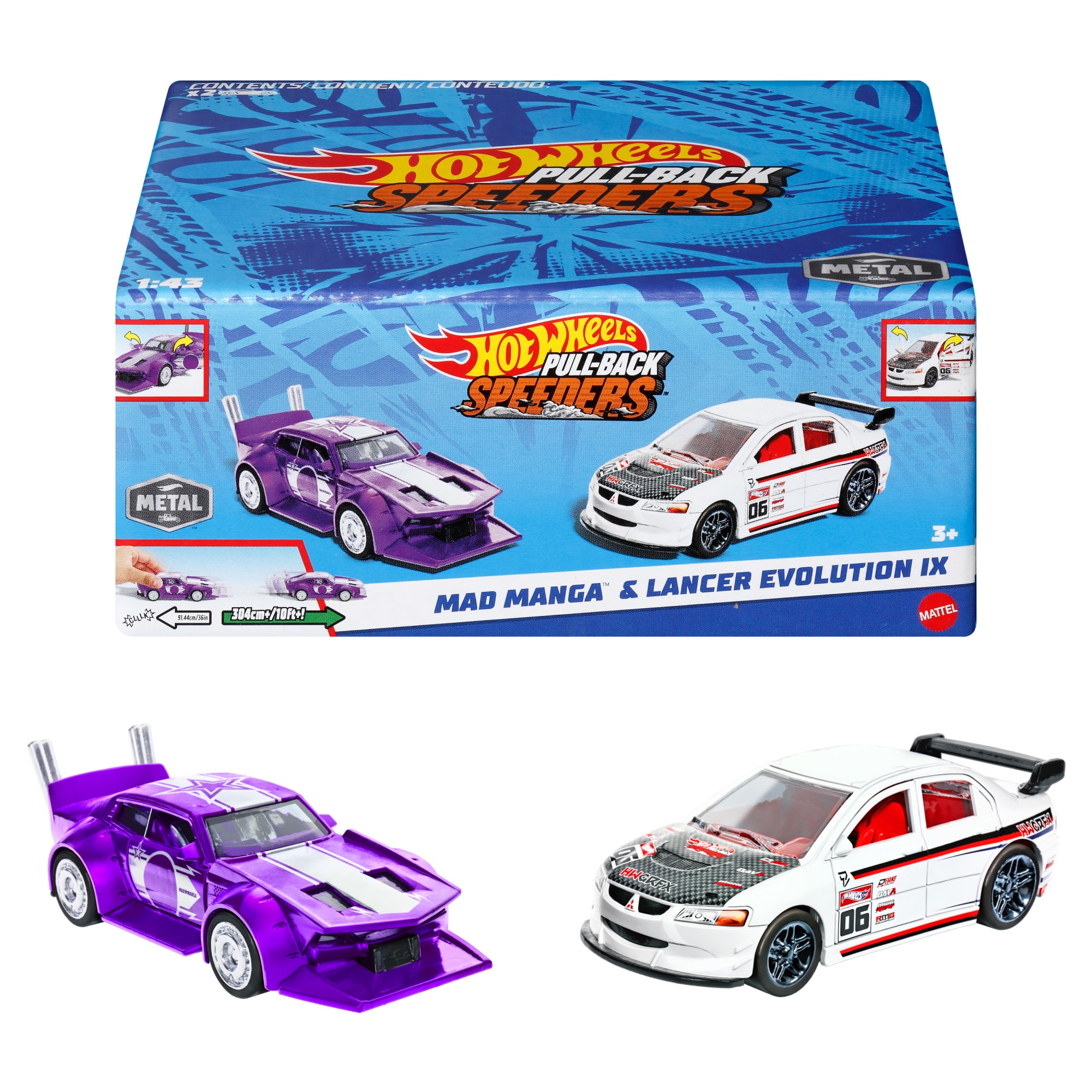 Pack 2 coches de juguete de carreras Hot Wheels 3