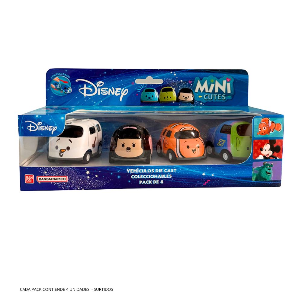 Pack 4 Vehículos de juguete Mini Cute Disney Bandai modelos surtidos 2