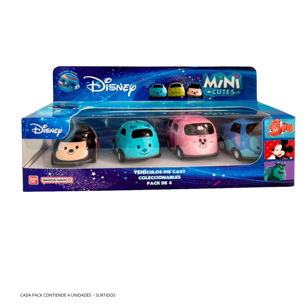 Pack 4 Vehículos de juguete Mini Cute Disney Bandai modelos surtidos 3