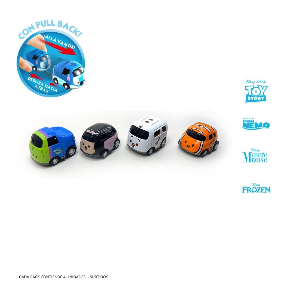 Pack 4 Vehículos de juguete Mini Cute Disney Bandai modelos surtidos 5