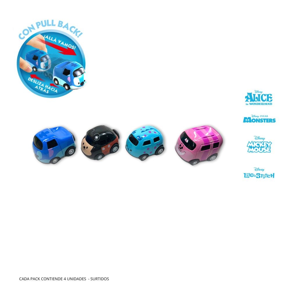 Pack 4 Vehículos de juguete Mini Cute Disney Bandai modelos surtidos 6