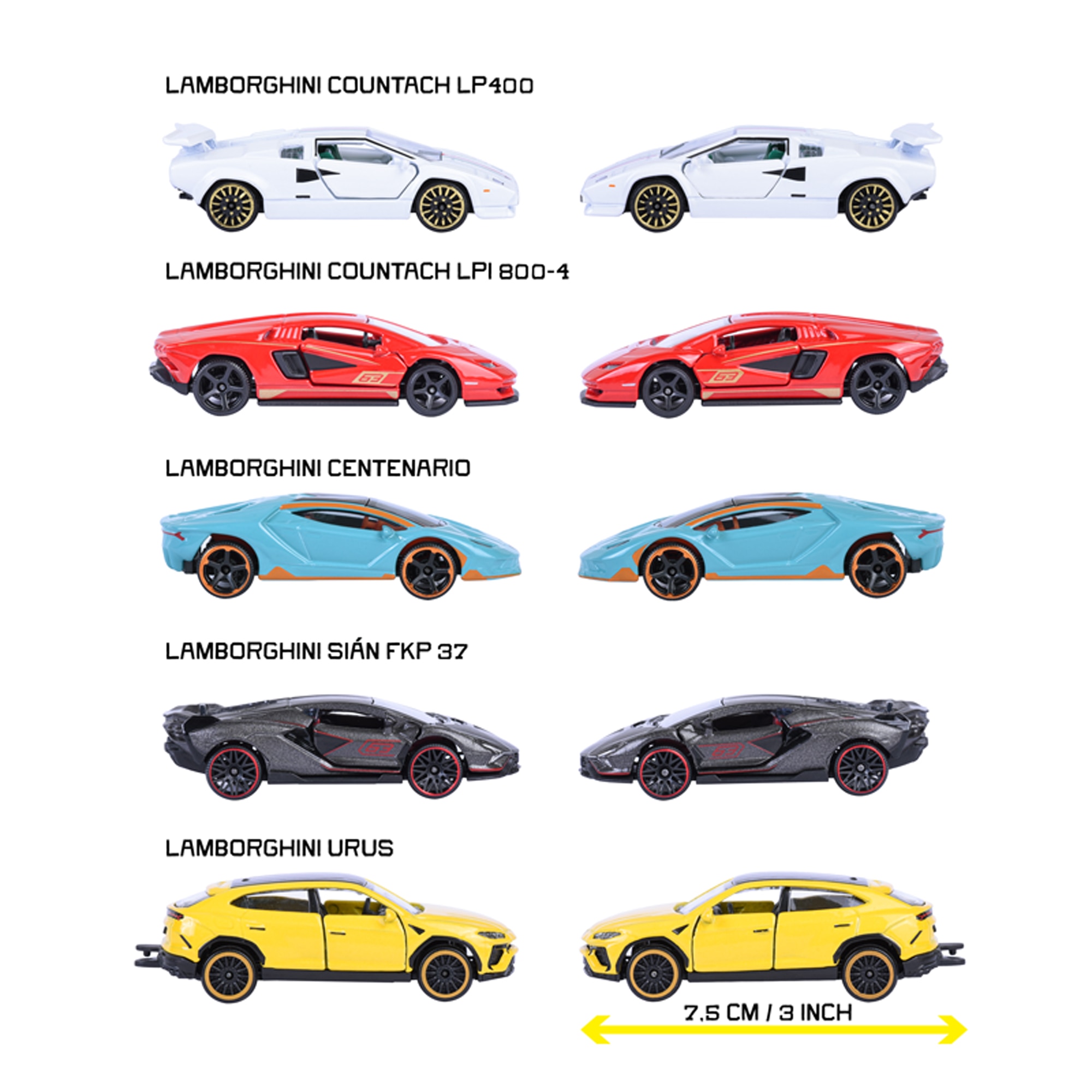 Set de 5 coches de metal Lamborghini Majorette 3