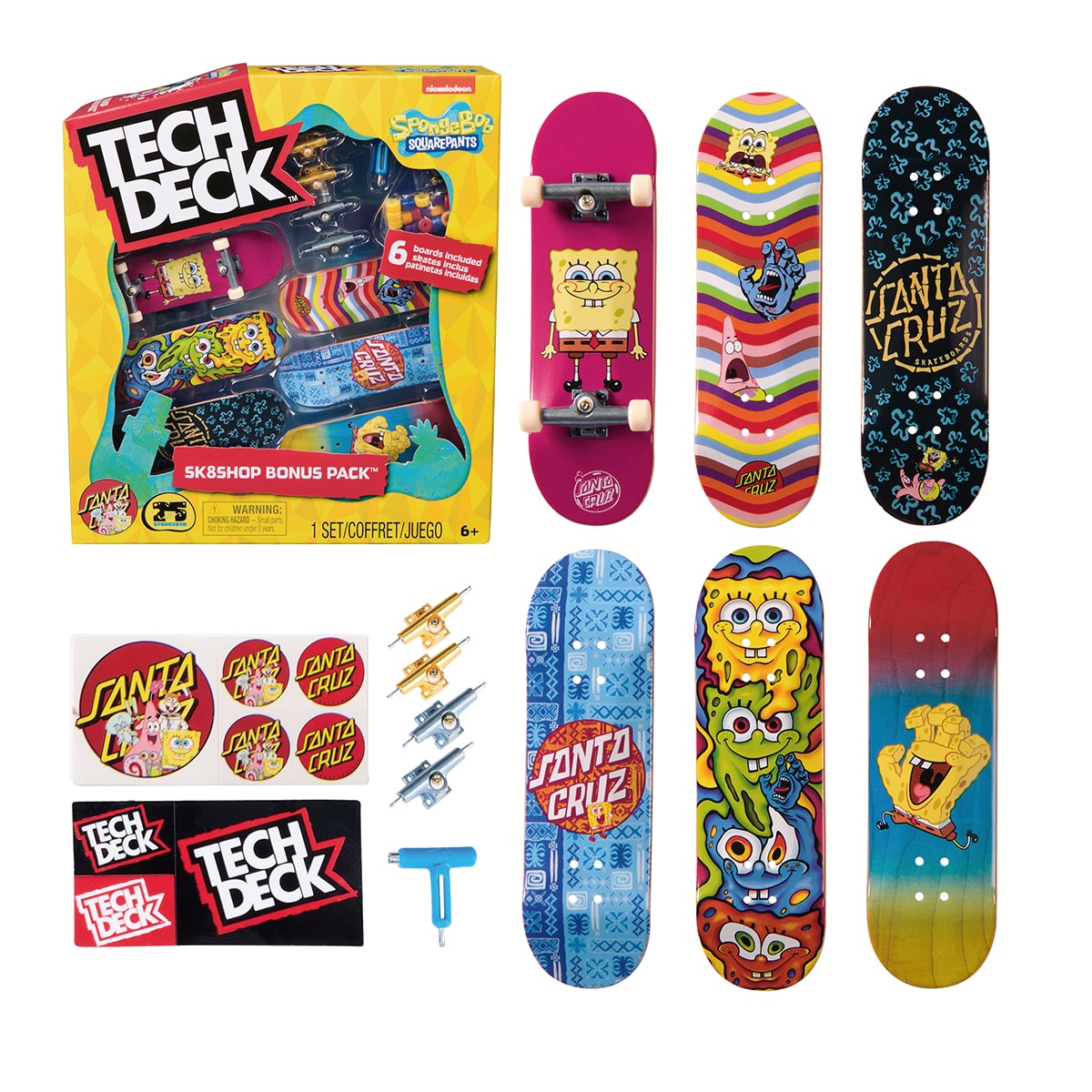 Imagen 0 de Tech Deck - Bob Esponja Sk8shop Fingerboard Bonus Pack,  Mini Skateboards coleccionable y customizable