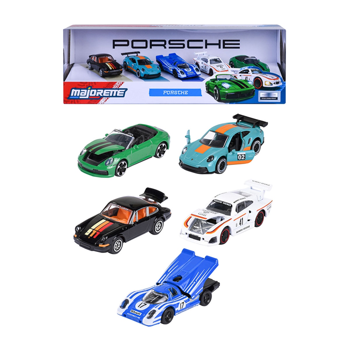 Imagen 0 de Set 5 Coches de metal a escala 1:64 Ride Cool Porsche Majorette