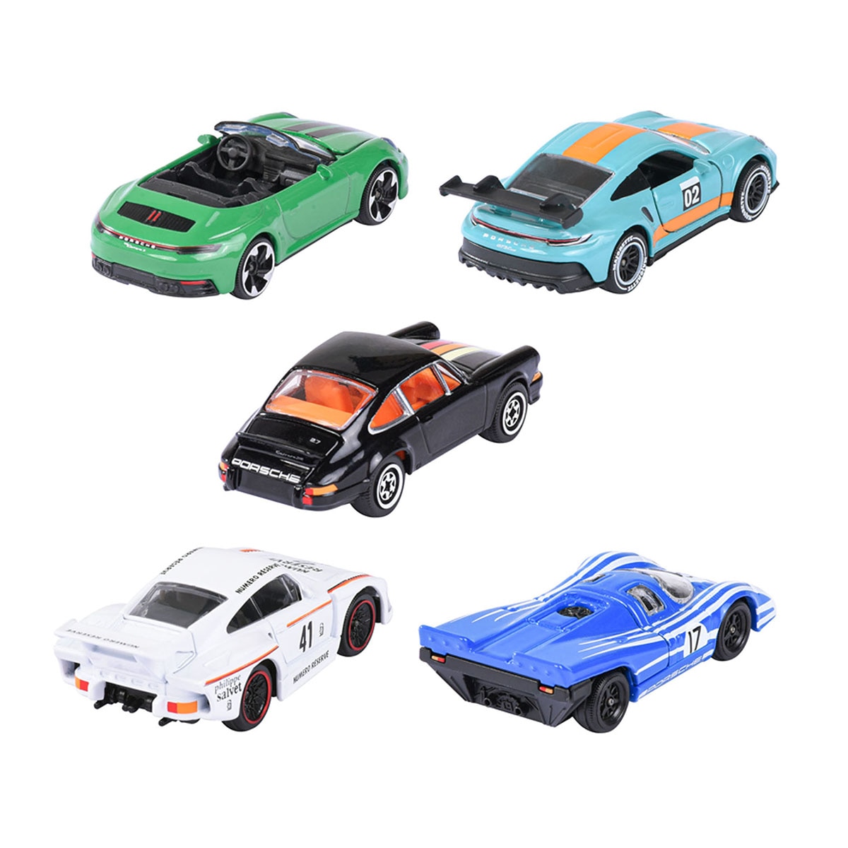 Set 5 Coches de metal a escala 1:64 Ride Cool Porsche Majorette 2