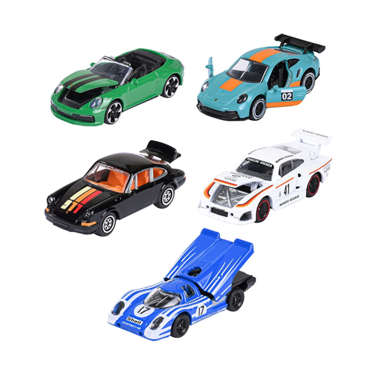 Set 5 Coches de metal a escala 1:64 Ride Cool Porsche Majorette 3