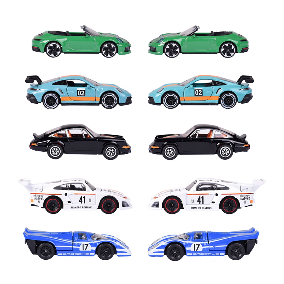 Set 5 Coches de metal a escala 1:64 Ride Cool Porsche Majorette 4