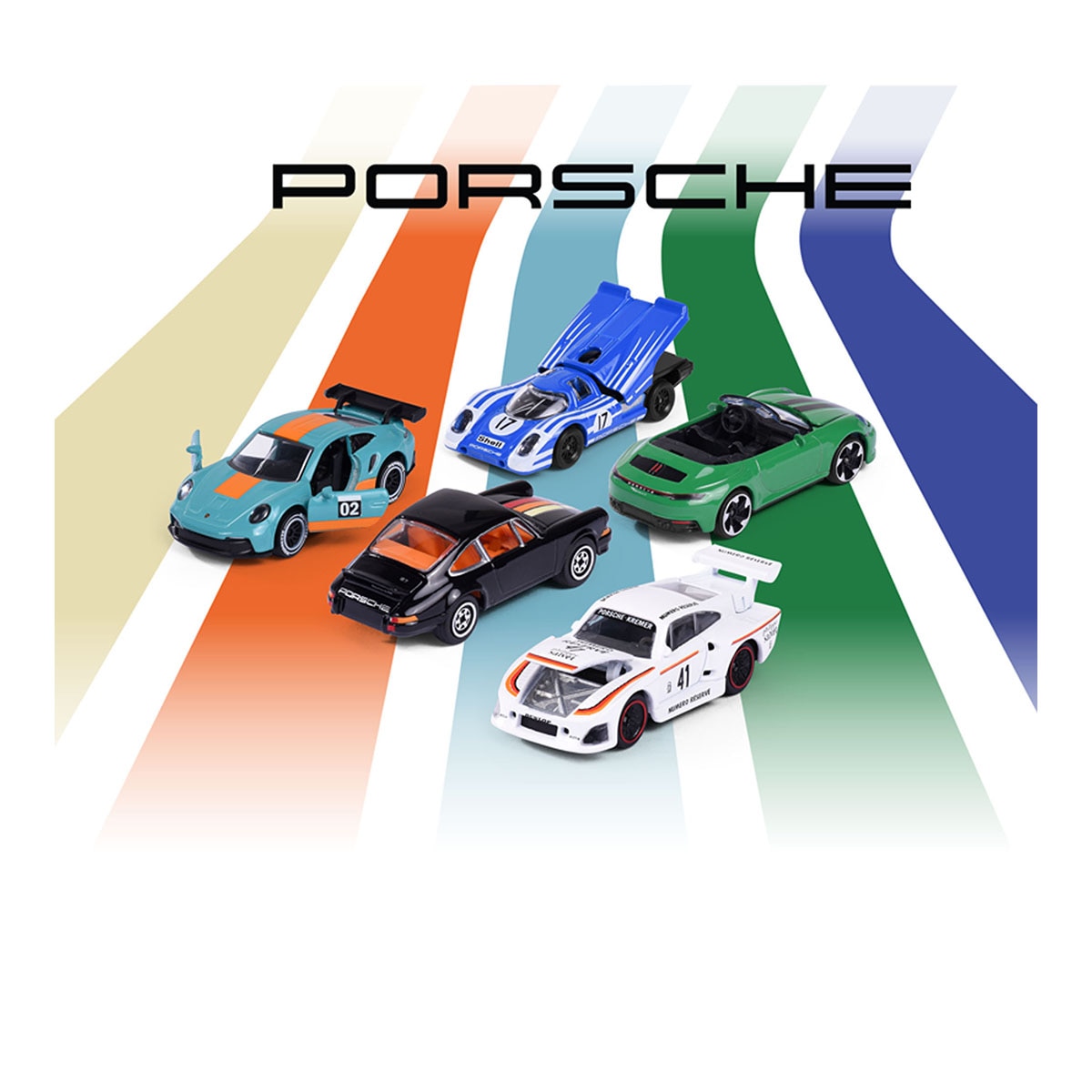 Set 5 Coches de metal a escala 1:64 Ride Cool Porsche Majorette 6